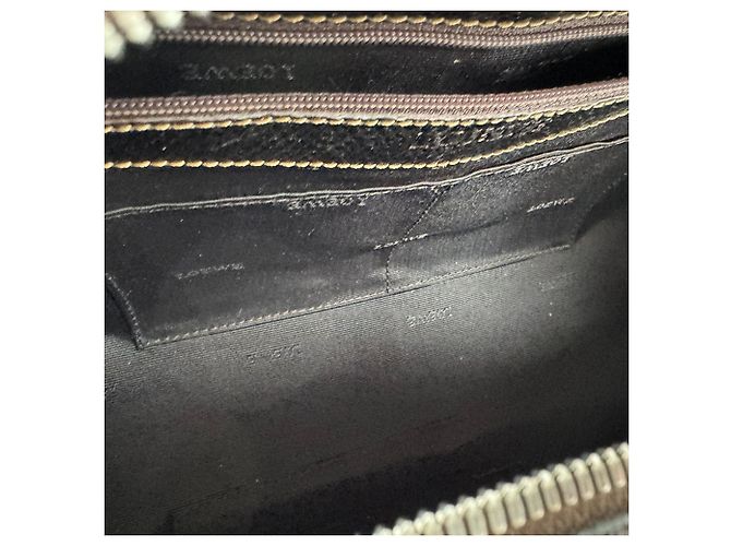 Borsa a mano Loewe in pelle marrone e grigia - vista 11