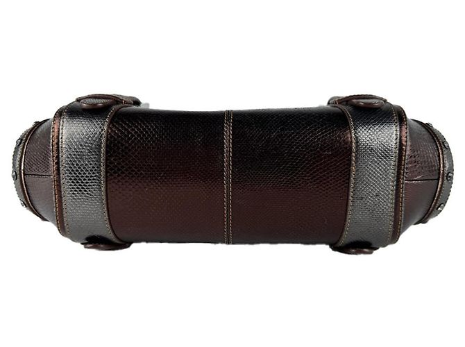Borsa a mano Loewe in pelle marrone e grigia - vista 4