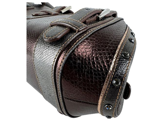 Borsa a mano Loewe in pelle marrone e grigia - vista 7