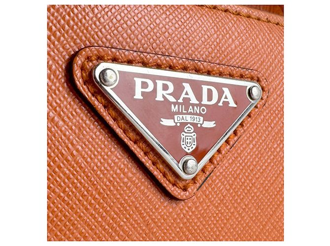 Borsa a tracolla Prada in pelle arancione - vista 10