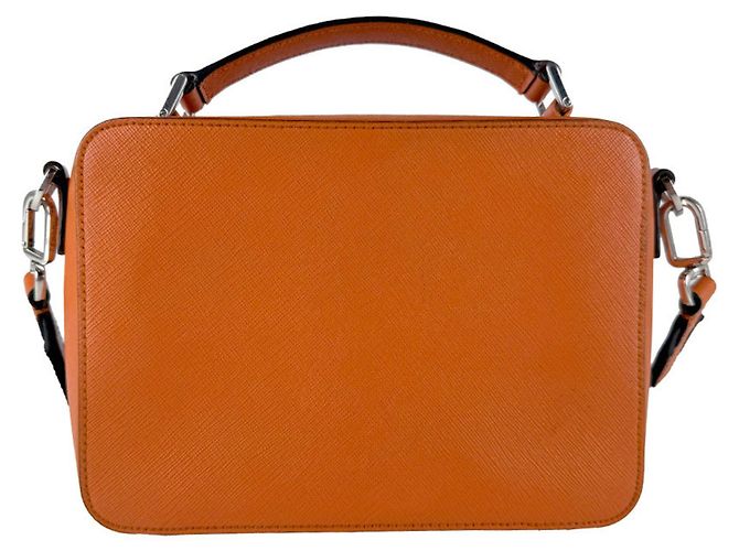 Borsa a tracolla Prada in pelle arancione - vista 3