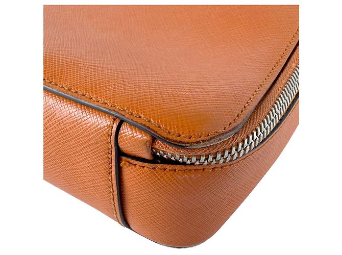 Borsa a tracolla Prada in pelle arancione - vista 7