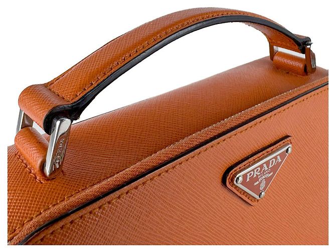 Borsa a tracolla Prada in pelle arancione - vista 9