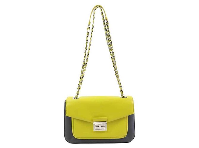 Borsa a tracolla in pelle Fendi Marrone Giallo - vista 17