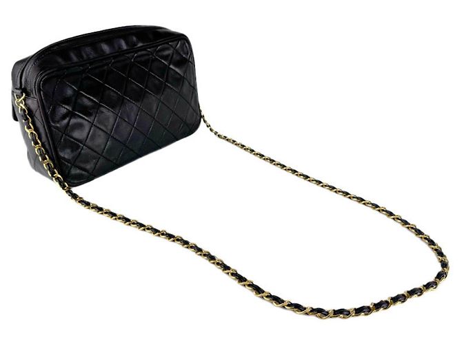 Borsa a tracolla Chanel in pelle d'agnello nera Nero - vista 11