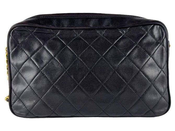 Borsa a tracolla Chanel in pelle d'agnello nera Nero - vista 3
