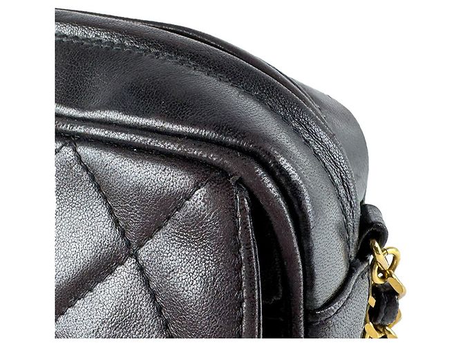 Borsa a tracolla Chanel in pelle d'agnello nera Nero - vista 5