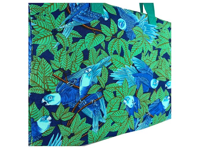 Hermès Hermes Canvas Tote Bag Blau Grün - Ansicht 10