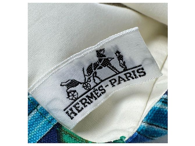 Hermès Hermes Canvas Tote Bag Blau Grün - Ansicht 11