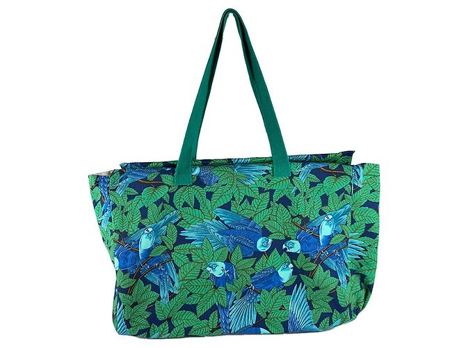 Hermès Hermes Canvas Tote Bag Blau Grün - Ansicht 3