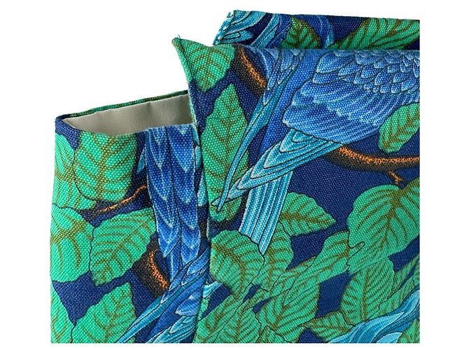 Hermès Hermes Canvas Tote Bag Blau Grün - Ansicht 6