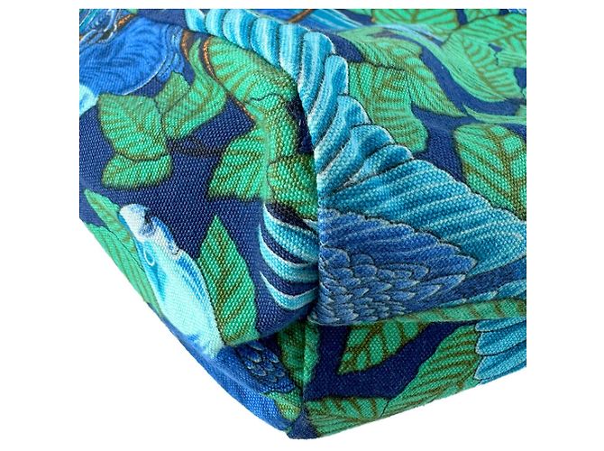 Hermès Hermes Canvas Tote Bag Blau Grün - Ansicht 8