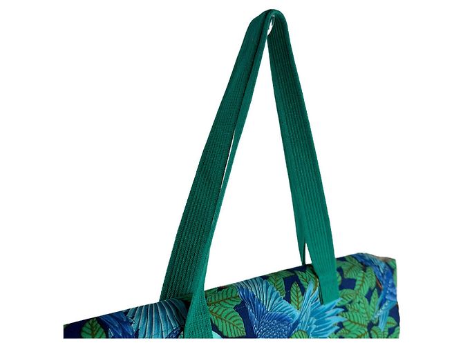Hermès Hermes Canvas Tote Bag Blau Grün - Ansicht 9