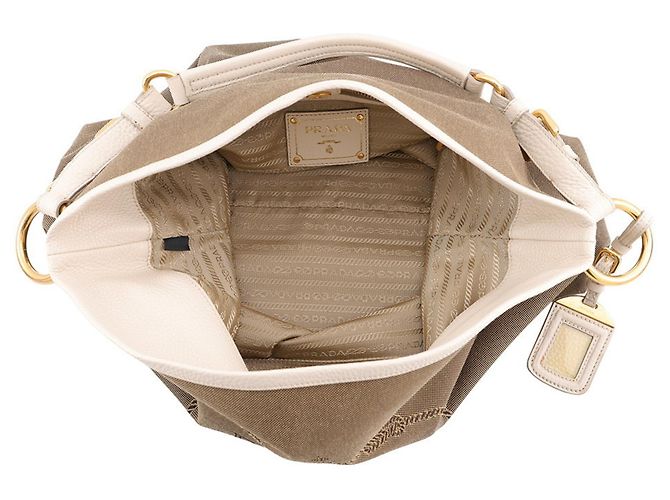 Jacquard Bolsa de Ombro Prada Khaki e White Branco Caqui - vista 5