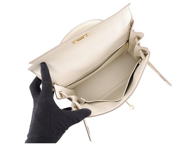 Hermès Borsa Hermes Kelly 28 in pelle Taurillon Clemence Craie - vista 6
