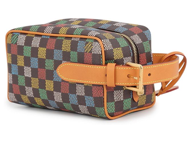 Louis Vuitton Damier Ebene Locker Dopp Kit Castaño Multicolor - vista 2
