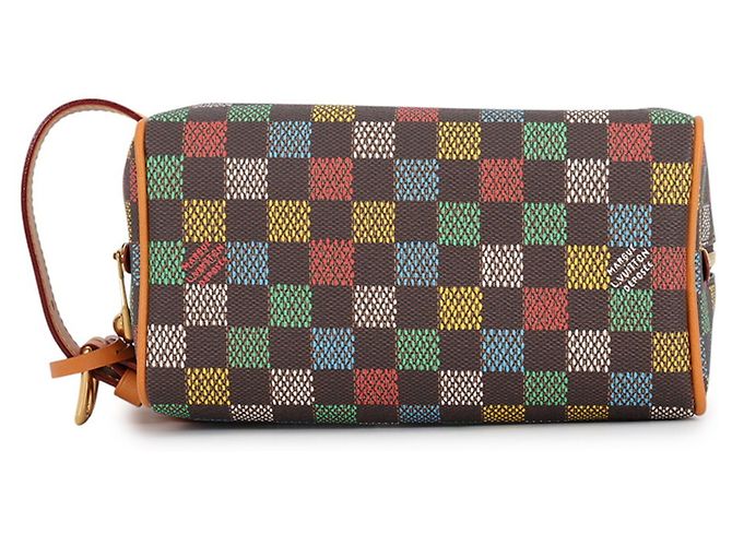 Louis Vuitton Damier Ebene Locker Dopp Kit Castaño Multicolor - vista 3