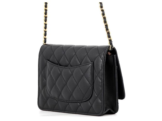 Portefeuille à chaîne Chanel Classic Matelassé Noir - vue 2
