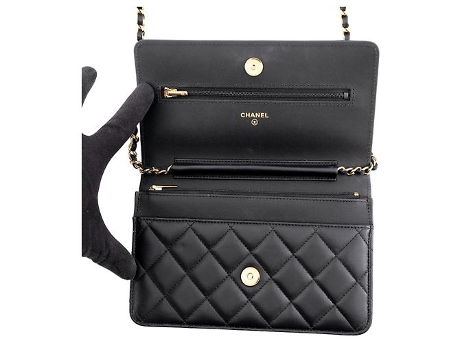 Portefeuille à chaîne Chanel Classic Matelassé Noir - vue 5