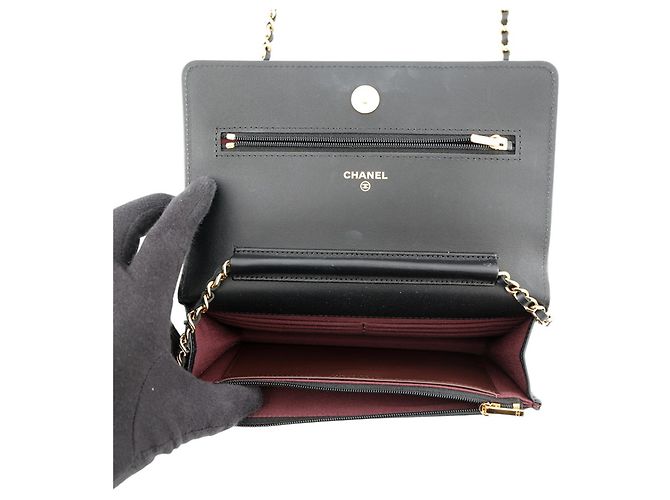 Portefeuille à chaîne Chanel Classic Matelassé Noir - vue 6