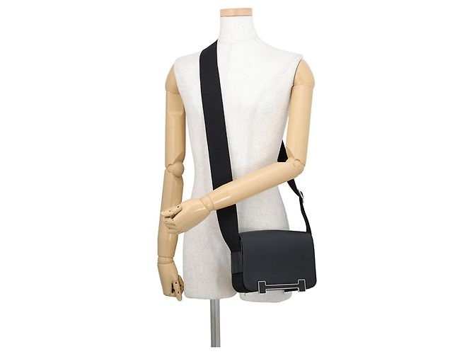 Hermès Borsa a tracolla Hermes Geta in Chevre Mysore nero - vista 4