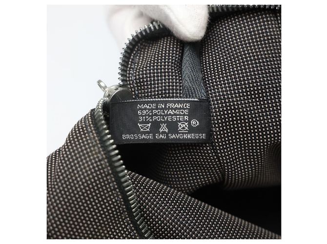 Hermès Borsa Tote Hermes in nylon grigio Marrone - vista 17