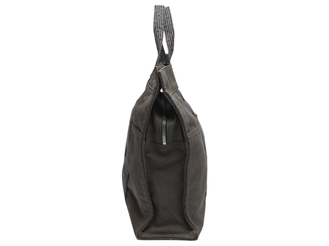 Hermès Borsa Tote Hermes in nylon grigio Marrone - vista 3