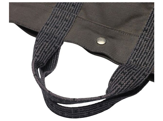 Hermès Borsa Tote Hermes in nylon grigio Marrone - vista 9
