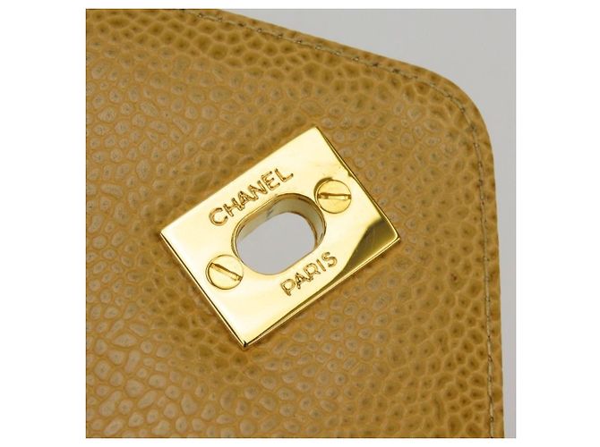 Borsa a tracolla Chanel in vitello grana Beige Gold D'oro - vista 11