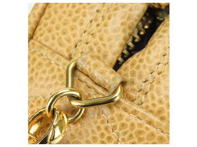 Borsa a tracolla Chanel in vitello grana Beige Gold D'oro - vista 16