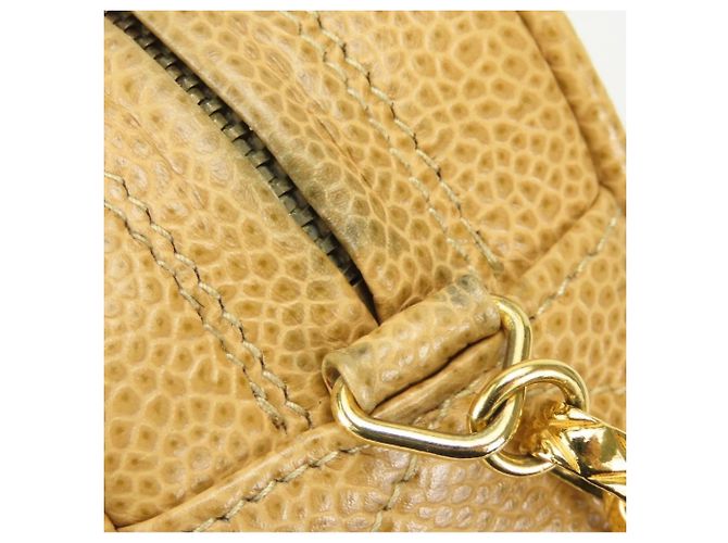 Borsa a tracolla Chanel in vitello grana Beige Gold D'oro - vista 17