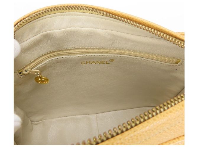 Borsa a tracolla Chanel in vitello grana Beige Gold D'oro - vista 21