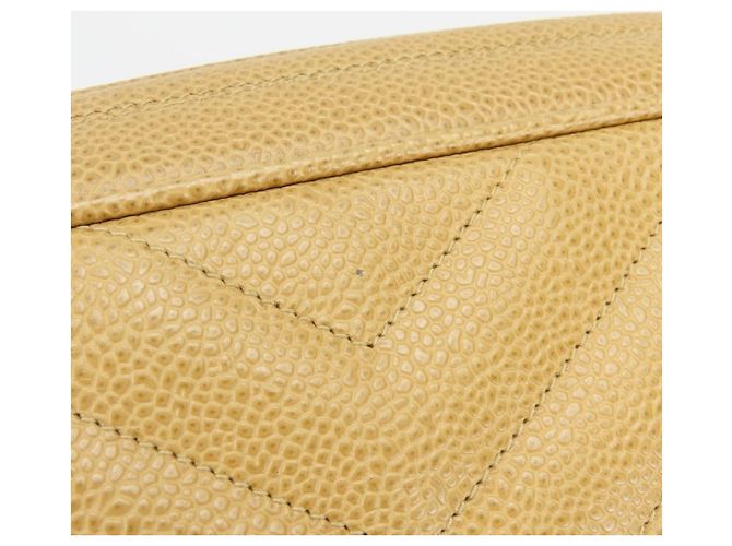 Borsa a tracolla Chanel in vitello grana Beige Gold D'oro - vista 9