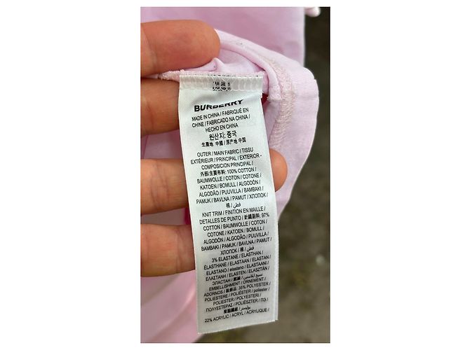 Camiseta de algodón Burberry en rosa con aplique "B" - vista 13