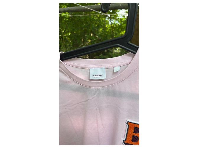 Camiseta de algodón Burberry en rosa con aplique "B" - vista 17