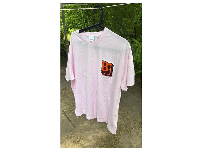 Camiseta de algodón Burberry en rosa con aplique "B" - vista 19