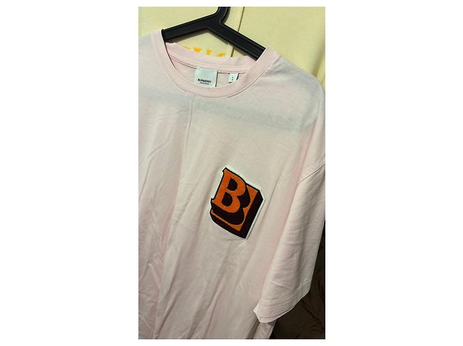 Camiseta de algodón Burberry en rosa con aplique "B" - vista 2