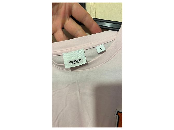 Camiseta de algodón Burberry en rosa con aplique "B" - vista 3