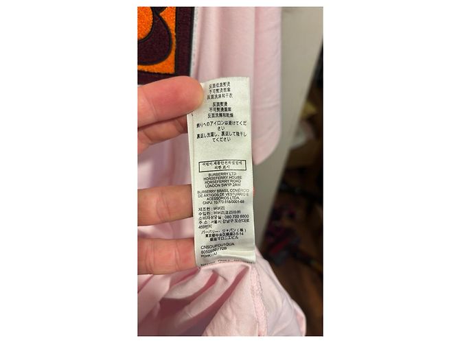 Camiseta de algodón Burberry en rosa con aplique "B" - vista 9