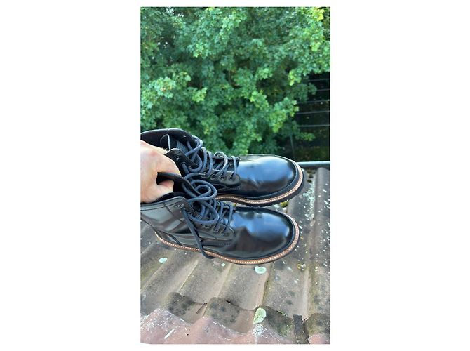 Black leather boots by Burberry - view 10