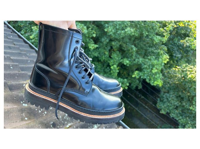Black leather boots by Burberry - view 12