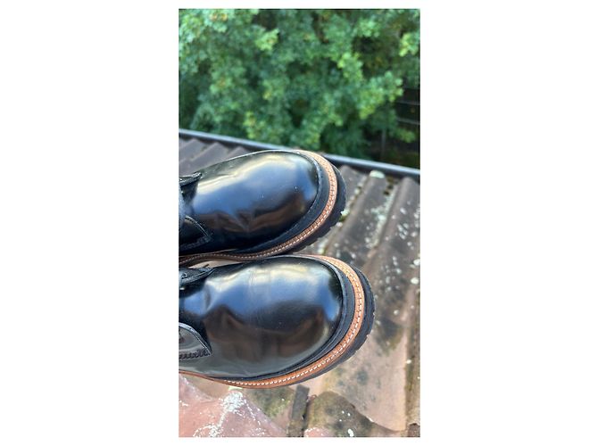 Black leather boots by Burberry - view 5