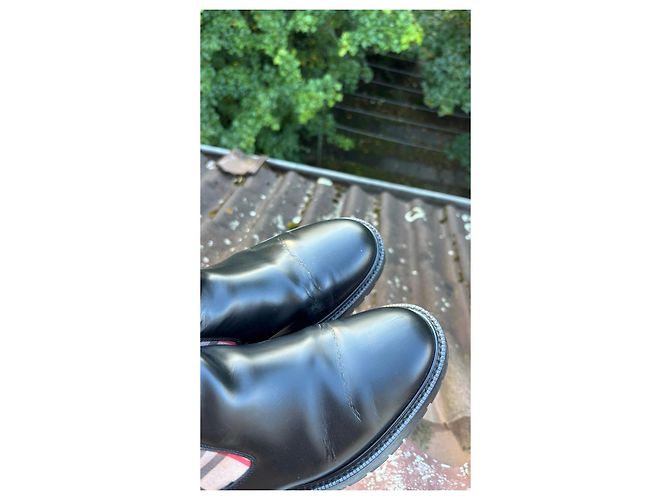 Stivaletti Chelsea in pelle nera con Burberry Check Nero - vista 2