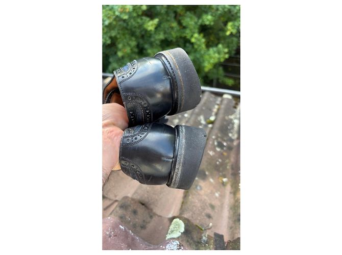 Scarpe stringate in pelle e denim Louis Vuitton Nero Blu - vista 5