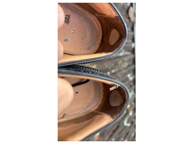 Scarpe stringate in pelle e denim Louis Vuitton Nero Blu - vista 7