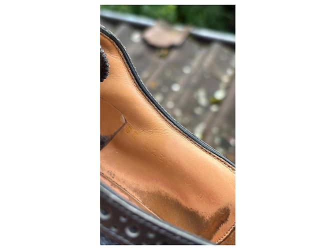 Scarpe stringate in pelle e denim Louis Vuitton Nero Blu - vista 8