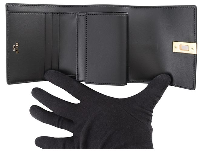 16 Céline Celine Tri-fold Wallet Black - view 4