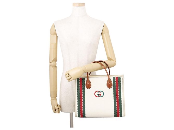 Borsa Tote Gucci in tela Interlocking G Bianco Multicolore - vista 4
