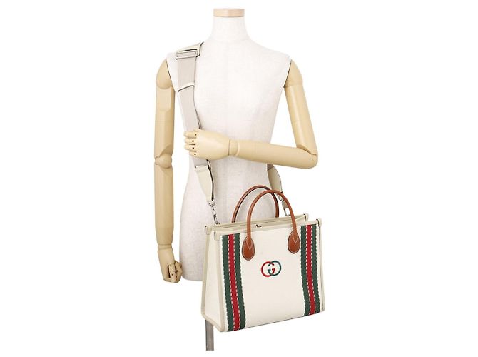 Borsa Tote Gucci in tela Interlocking G Bianco Multicolore - vista 5