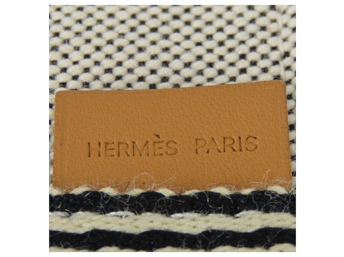 Hermès Borsa Tote Hermes Gray Cotton Canvas New Fourre-Tout MM Marrone - vista 7